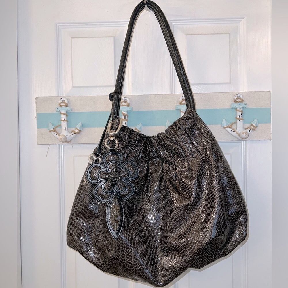 Brighton Breelan Python Snake Embossed Leather Hobo Bag - Picture 5 of 16